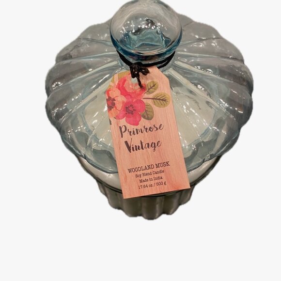 Scented Jar Gift Candle "Primrose Vintage" Woodland Musk Soy Wax Candle 17.6oz - Picture 2 of 9